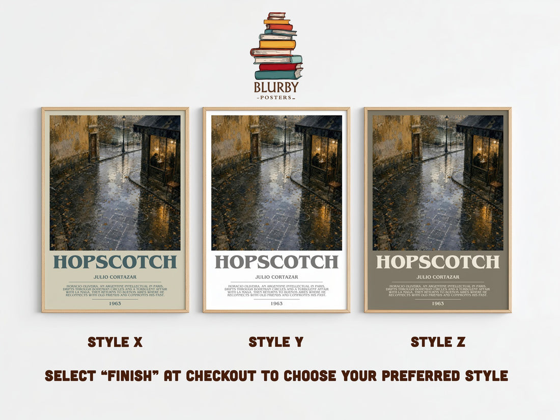 Hopscotch bookish print framed by window – literary home decor