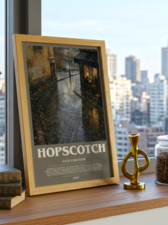 Hopscotch bookish poster colour and style options – Julio Cortazar book art