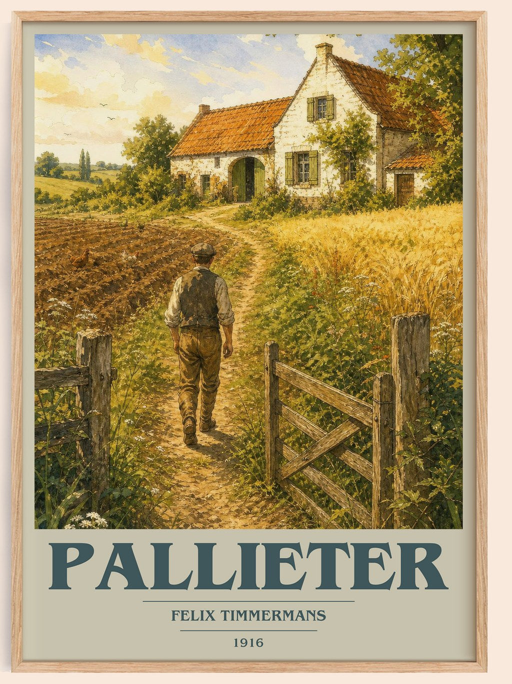 Pallieter book cover book poster by Felix Timmermans – framed literary art print