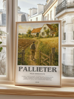 Pallieter bookish print in frame leaning in hallway – literary fiction wall art