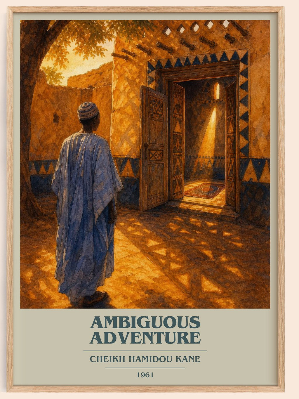 Ambiguous Adventure book cover book poster by Cheikh Hamidou Kane – framed literary art print