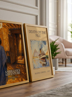Ambiguous Adventure watercolour print framed by window – literary home decor