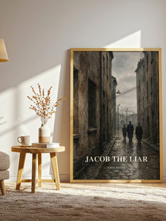 Jacob the Liar watercolour print in frame leaning in hallway – historical fiction wall art