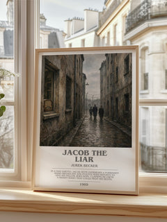 Jacob the Liar bookish print in frame leaning in hallway – historical fiction wall art