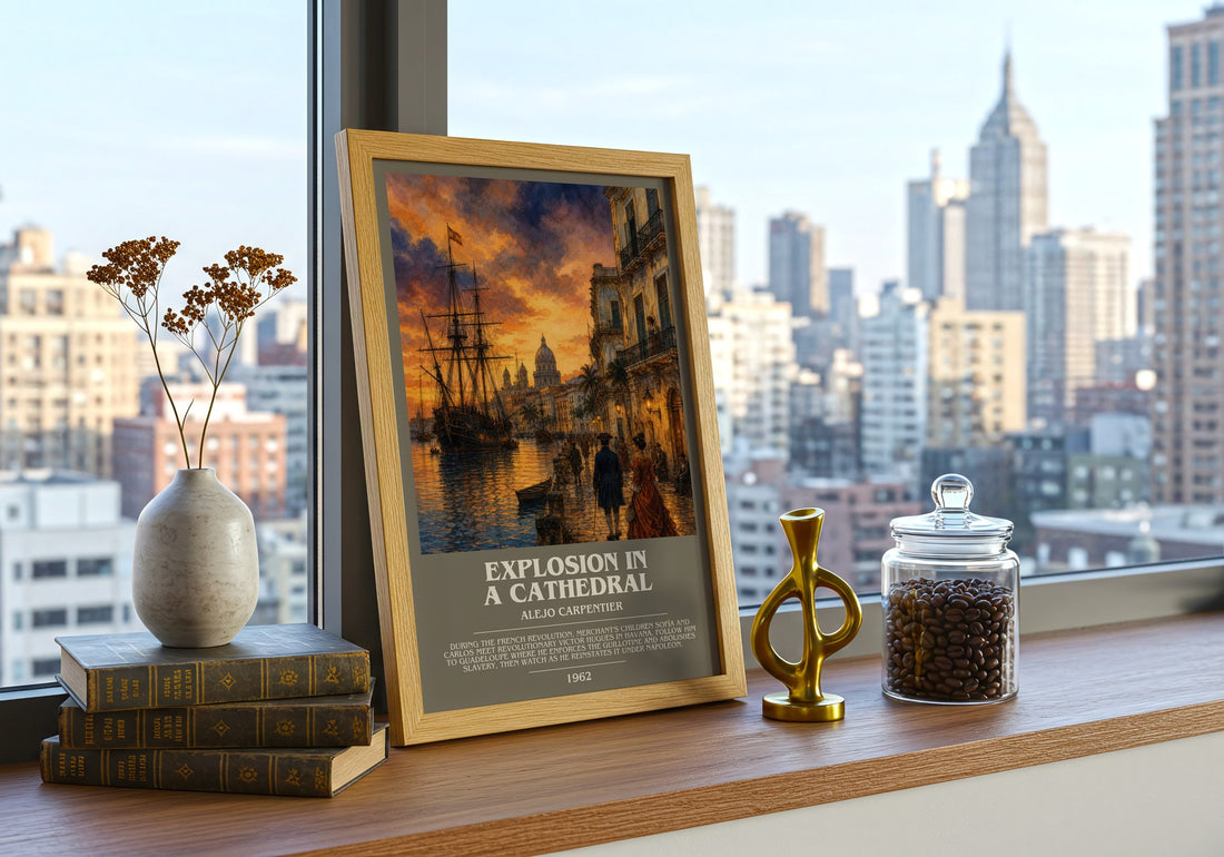 Explosion In A Cathedral bookish poster colour and style options – Alejo Carpentier book art