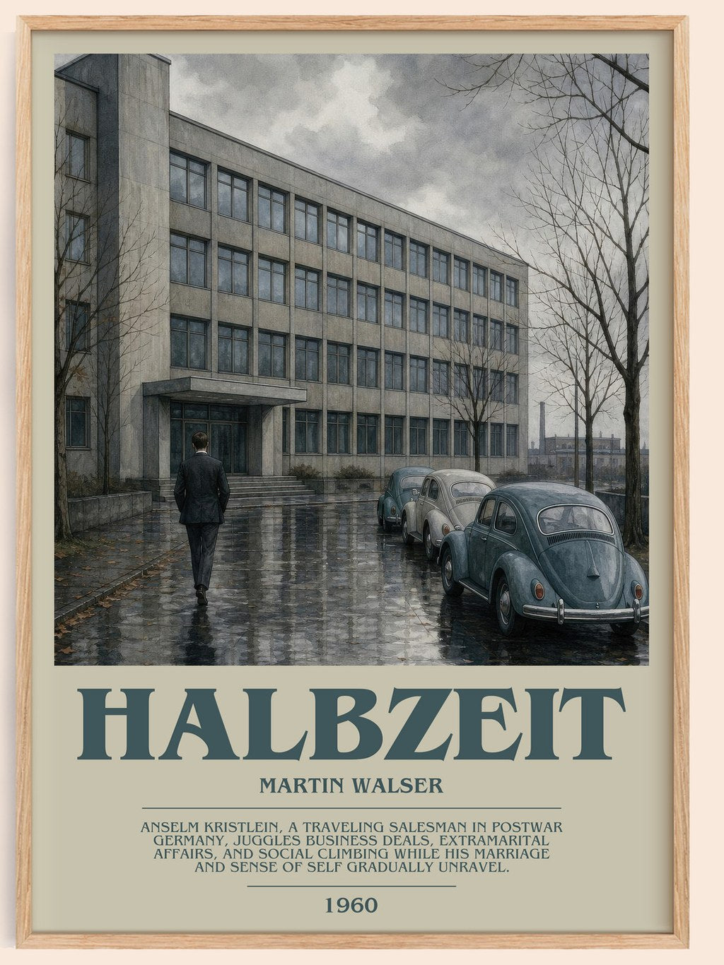 Halbzeit bookish book poster by Martin Walser – framed literary art print