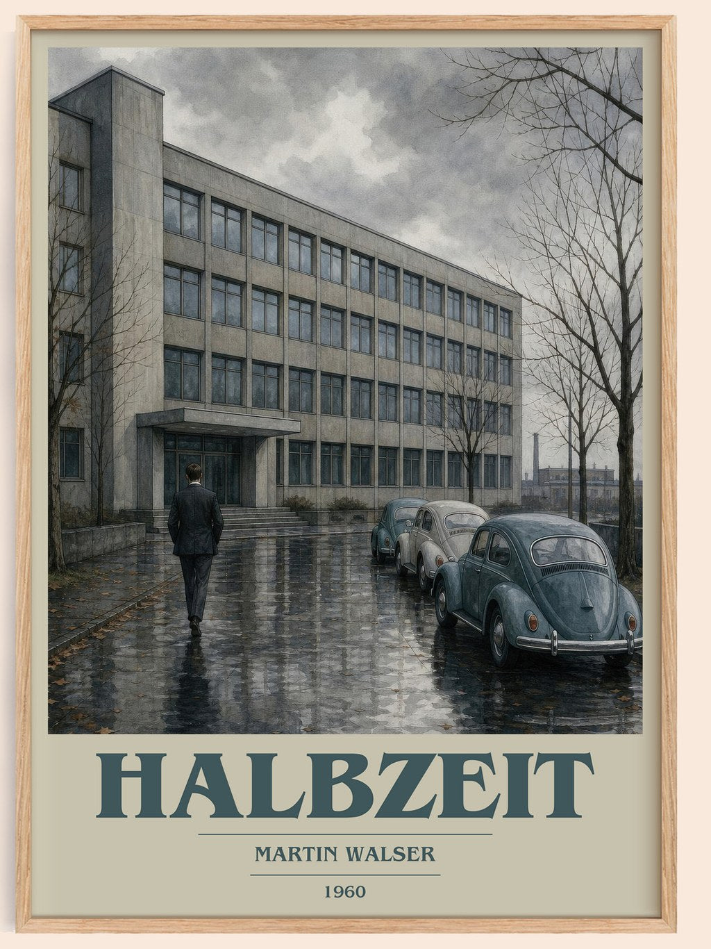 Halbzeit book cover book poster by Martin Walser – framed literary art print