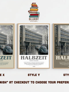 Halbzeit bookish print framed by window – literary home decor