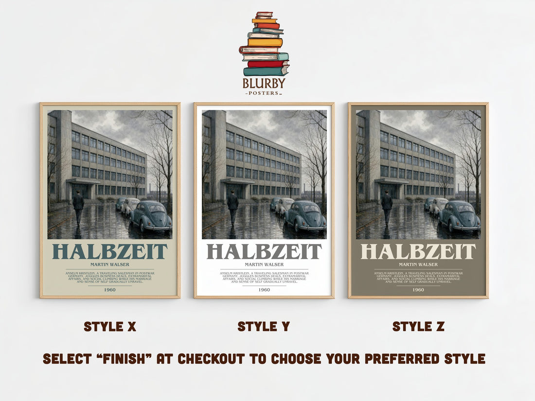 Halbzeit bookish print framed by window – literary home decor