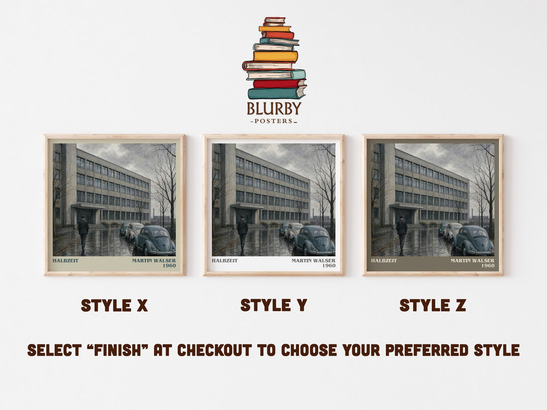 Halbzeit literary print framed by window – literary home decor