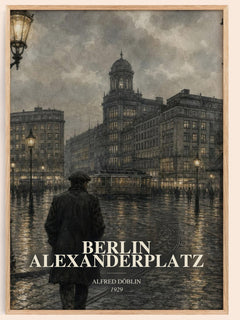 Berlin Alexanderplatz watercolour book poster by Alfred Döblin – framed literary art print