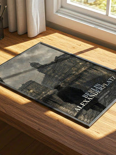 Berlin Alexanderplatz watercolour book poster framed on wall – literary fiction wall art