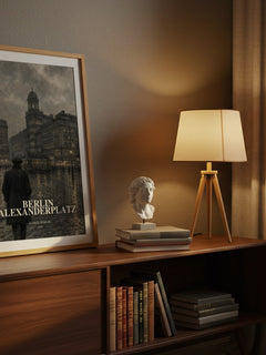 Berlin Alexanderplatz watercolour print on bookshelf – Alfred Döblin fan gift