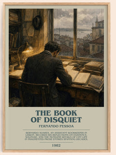 The Book of Disquiet bookish book poster by Fernando Pessoa – framed literary art print