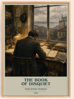 The Book of Disquiet book cover book poster by Fernando Pessoa – framed literary art print