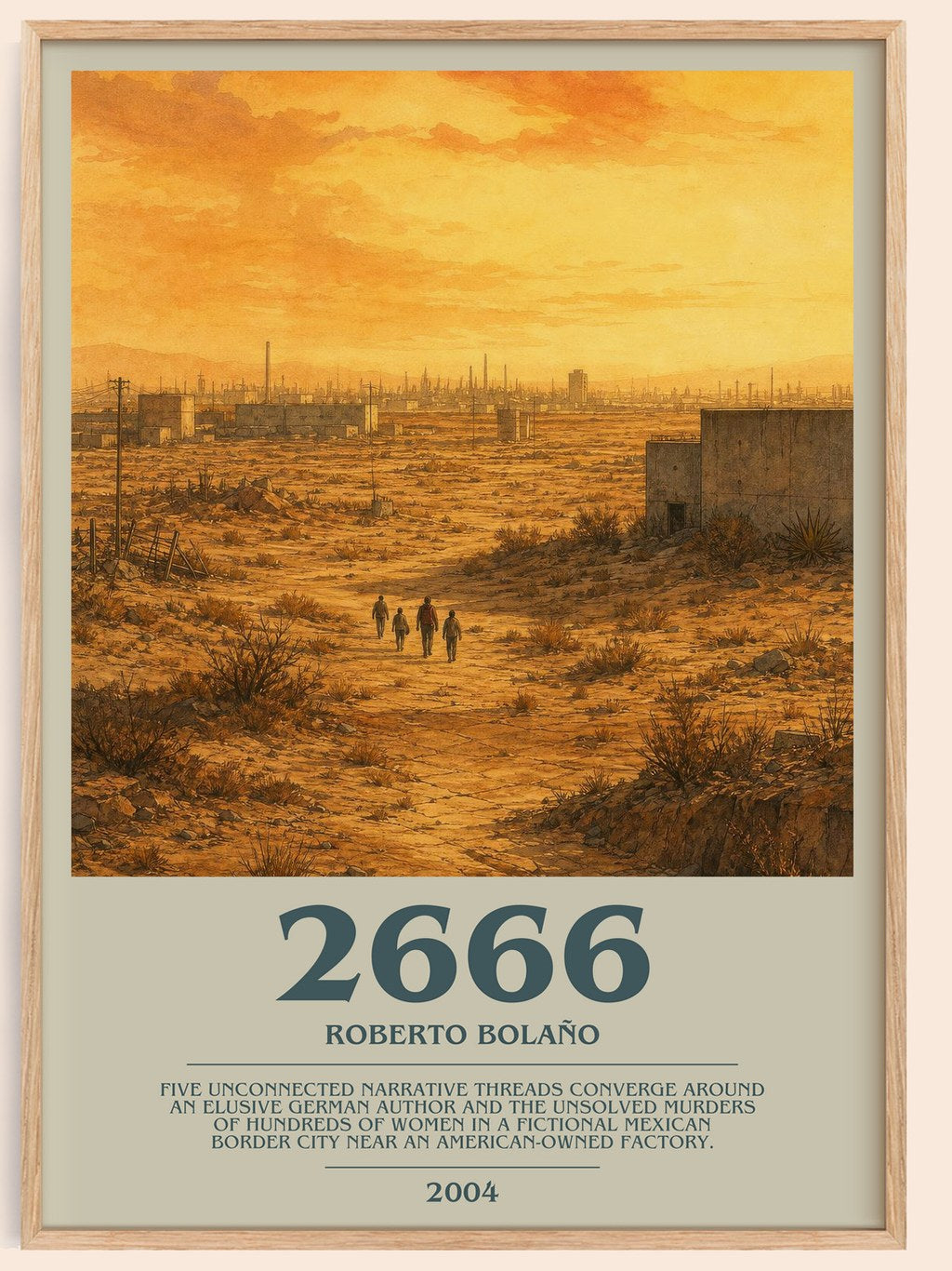 2666 bookish book poster by Roberto Bolaño – framed literary art print