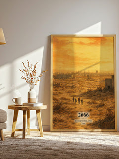 2666 watercolour print in frame leaning in hallway – literary fiction wall art
