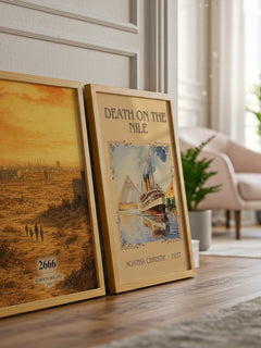 2666 watercolour print framed by window – literary home decor