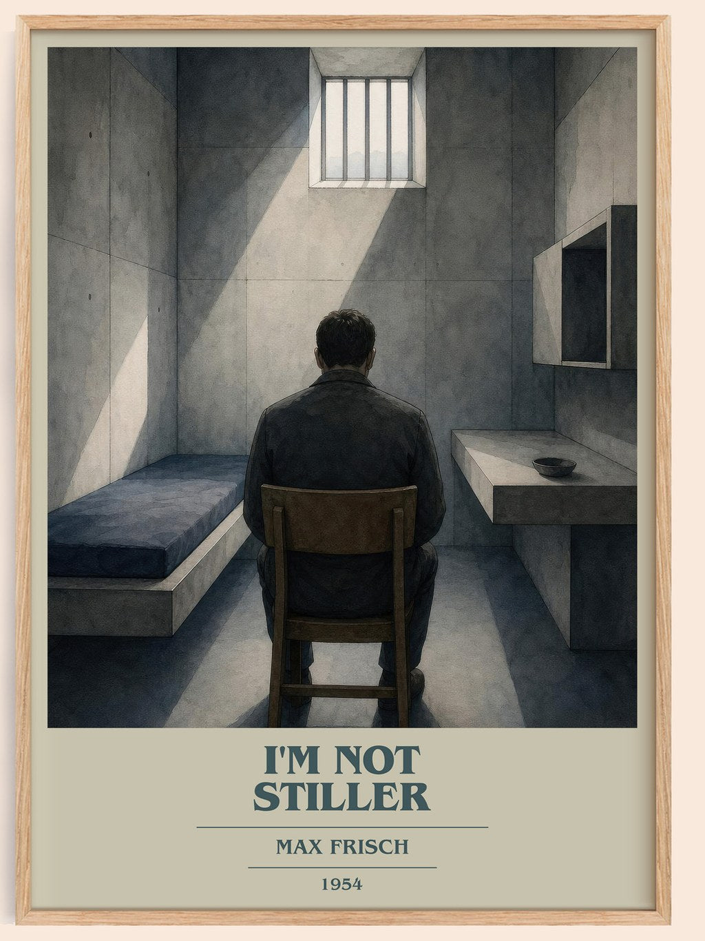I'm Not Stiller book cover book poster by Max Frisch – framed literary art print