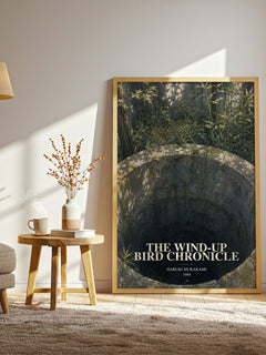 The Wind-Up Bird Chronicle watercolour print in frame leaning in hallway – literary fiction wall art