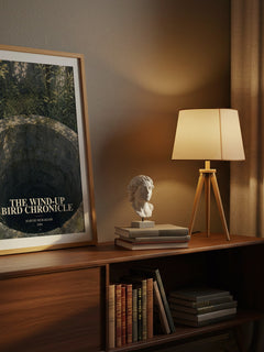 The Wind-Up Bird Chronicle watercolour print on bookshelf – Haruki Murakami fan gift
