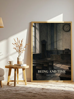 Being and Time watercolour print in frame leaning in hallway – philosophy wall art