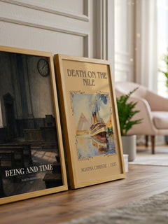 Being and Time watercolour print framed by window – literary home decor
