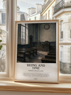 Being and Time bookish print in frame leaning in hallway – philosophy wall art