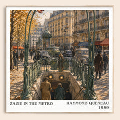 Zazie in the Metro literary book poster by Raymond Queneau – framed literary art print