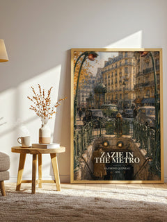 Zazie in the Metro watercolour print in frame leaning in hallway – literary fiction wall art