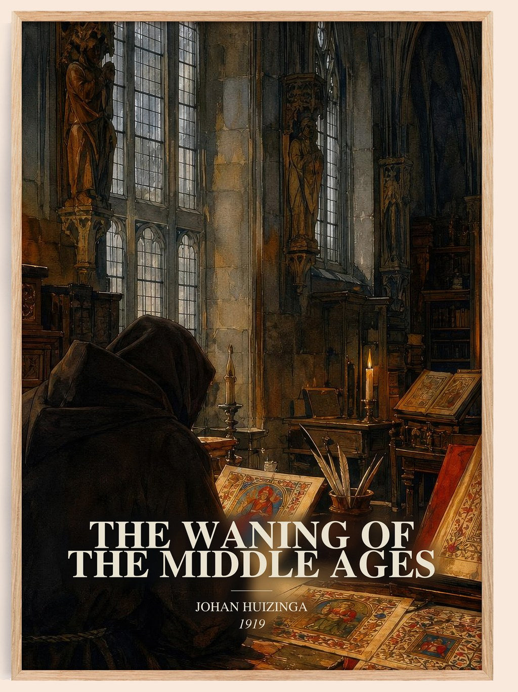 The Waning of the Middle Ages watercolour book poster by Johan Huizinga – framed literary art print