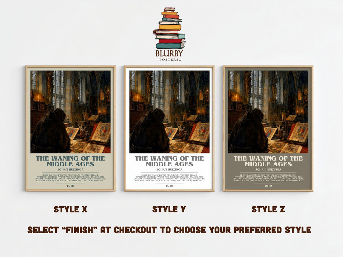 The Waning of the Middle Ages bookish print framed by window – literary home decor