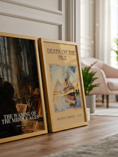 The Waning of the Middle Ages watercolour print framed by window – literary home decor