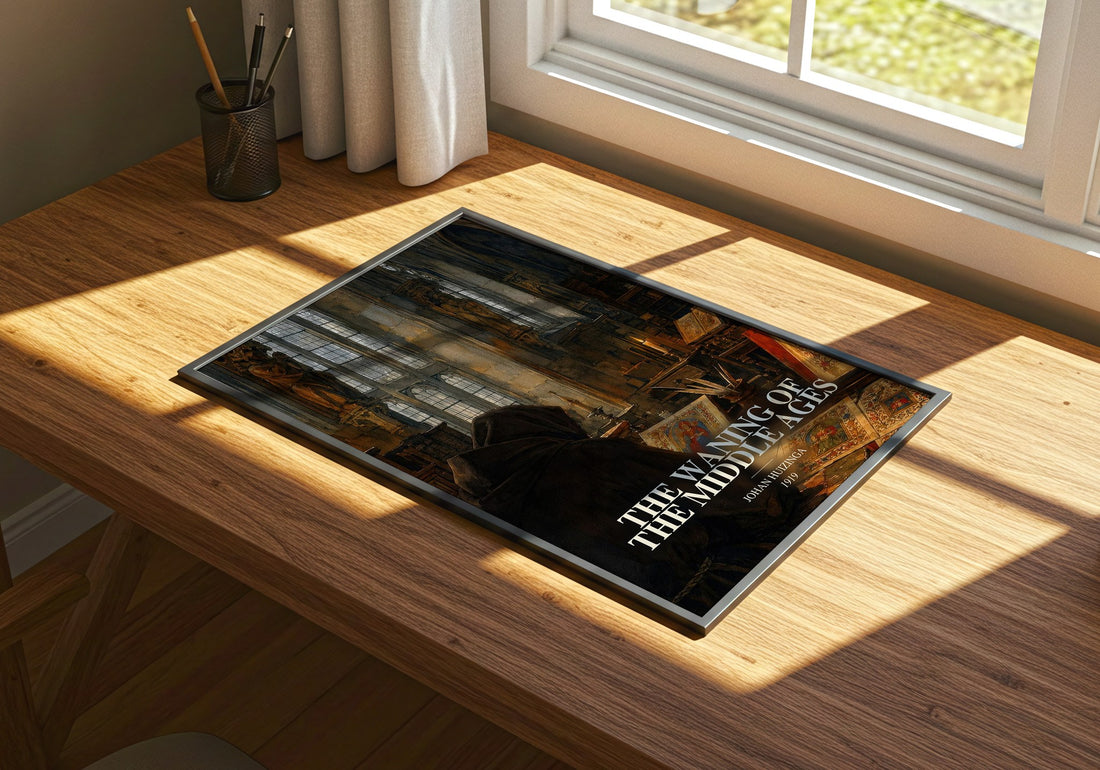 The Waning of the Middle Ages watercolour book poster framed on wall – non fiction wall art