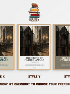 The Crime of Father Amaro Bookish Wall Art by Eça de Queirós – Style X, Y and Z side by side – choose your finish
