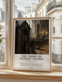 The Crime of Father Amaro Bookish Wall Art by Eça de Queirós – framed print by a bright window