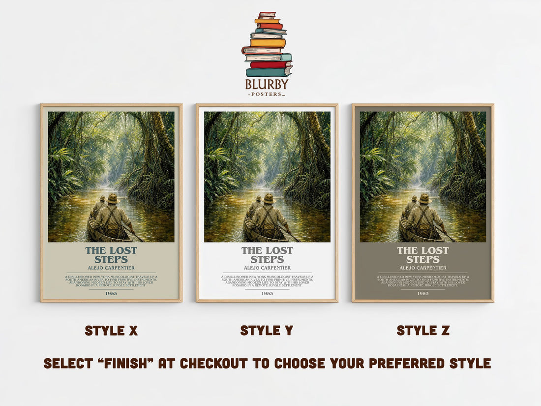 The Lost Steps Bookish Wall Art by Alejo Carpentier – Style X, Y and Z side by side – choose your finish