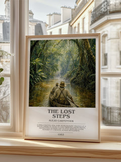 The Lost Steps Bookish Wall Art by Alejo Carpentier – framed print by a bright window