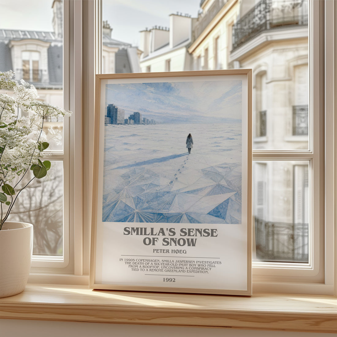 Smilla's Sense of Snow Bookish Wall Art by Peter Høeg – framed print by a bright window