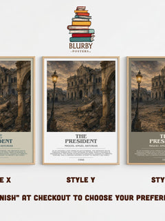 The President Bookish Wall Art by Miguel Angel Asturias – Style X, Y and Z side by side – choose your finish