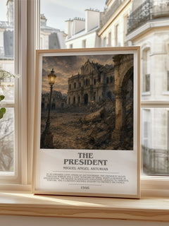 The President Bookish Wall Art by Miguel Angel Asturias – framed print by a bright window