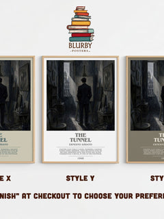 The Tunnel Bookish Wall Art by Ernesto Sábato – Style X, Y and Z side by side – choose your finish