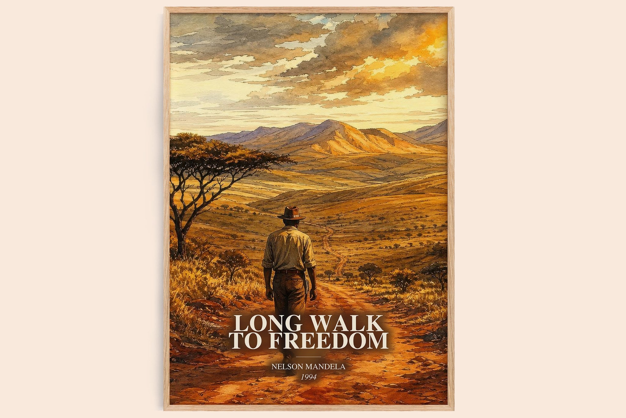 Long Walk To Freedom Book Watercolour Illustration by Nelson Mandela