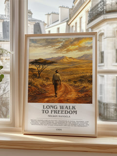 Long Walk To Freedom Bookish Wall Art by Nelson Mandela – framed print by a bright window