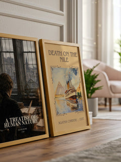 A Treatise of Human Nature watercolour print framed by window – literary home decor
