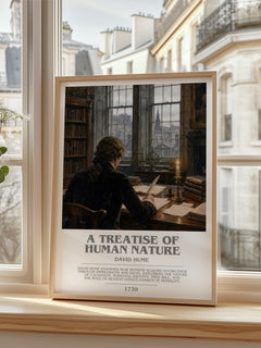 A Treatise of Human Nature bookish print in frame leaning in hallway – philosophy wall art