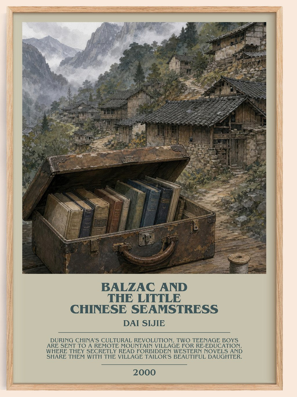 Balzac and the Little Chinese Seamstress bookish book poster by Dai Sijie – framed literary art print