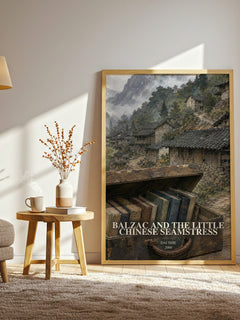 Balzac and the Little Chinese Seamstress watercolour print in frame leaning in hallway – contemporary fiction wall art