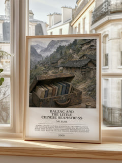 Balzac and the Little Chinese Seamstress bookish print in frame leaning in hallway – contemporary fiction wall art