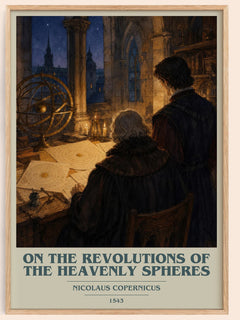 On the Revolutions of the Heavenly Spheres book cover book poster by Nicolaus Copernicus – framed literary art print
